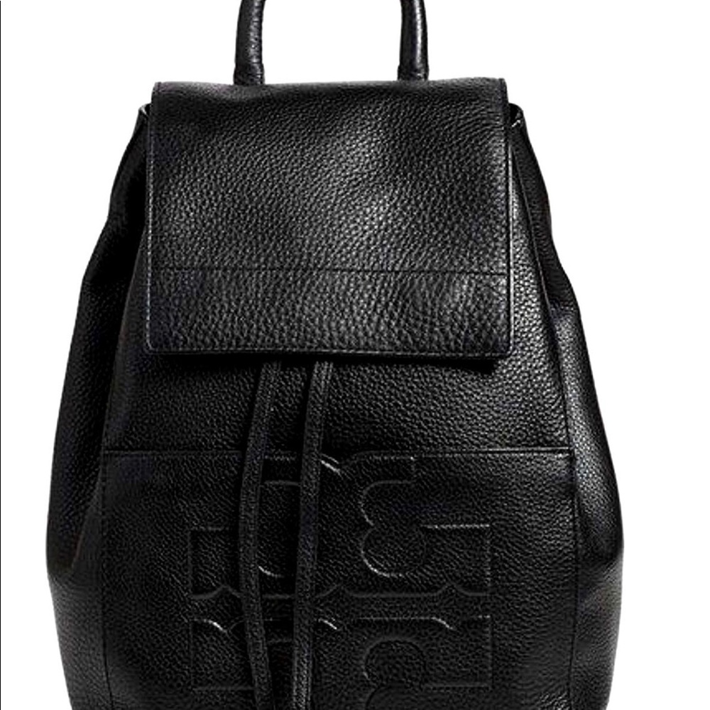 Tory Burch Bombe T Logo Flap Leather Backpack Blk